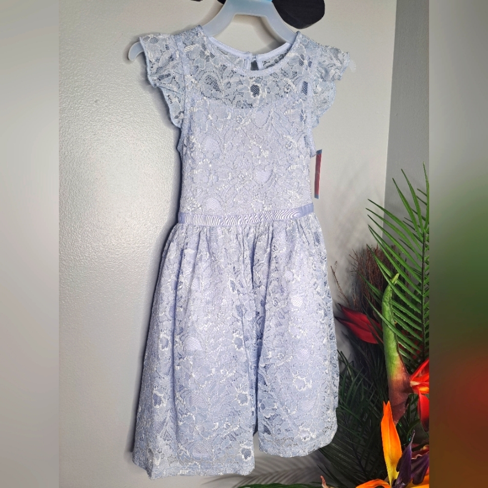 Zunie Girl Periwinkle Lace Dress Sz 6/6X #NEW